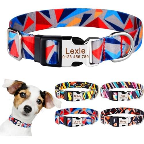 Adjustable Breakaway Nylon Unisex Pet Dog Collar Regulable Colorfast Nylon Custom Name Dog Collar Engraved Name Dog Collar