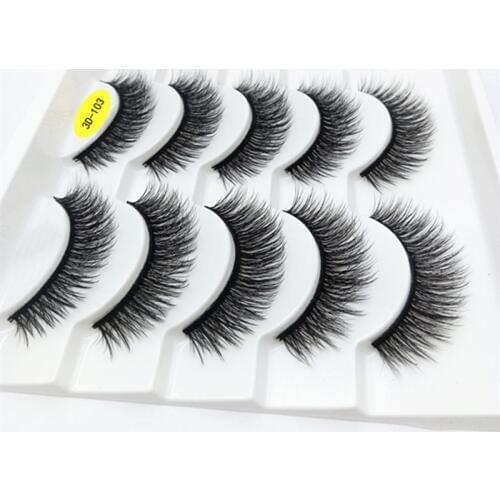 2020 NEW 5pairs 100% Real Mink Lashes 3D Natural False Eyelashes 3d Mink Lashes Soft Eyelashes Extension Makeup Kit