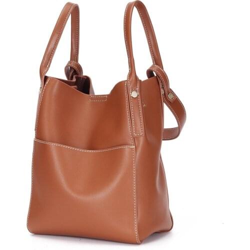 Bucket Ins Women Bag Soft Genuine Leather Fashion Shoulder Bags 2021 New Trending Female Tote Designer Girls Stylish Practical