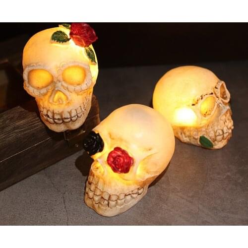 Halloween Skull LED Night Light Skeleton Head Wall Lamp Battery Powered Holiday Lamp Gift Home Bar Halloween Decoration