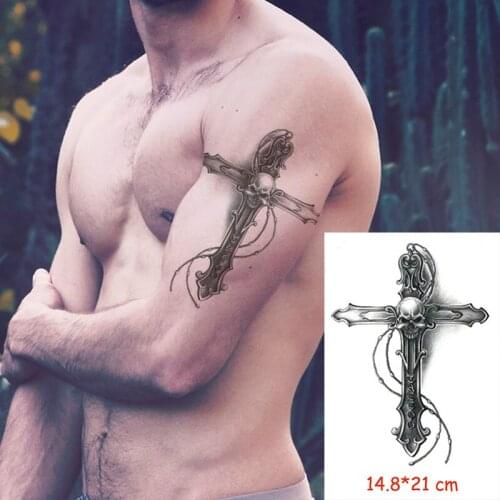 Waterproof Temporary Tattoo Sticker cross skull errow flower tatoo water transfer fake tatoo flash tatto Woman Man kid