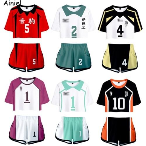 Japanese Anime Haikyuu Hinata Shoyo Cosplay Costume Tracksuit Women Two Piece Set Top And Shorts Clothes Pullover Print