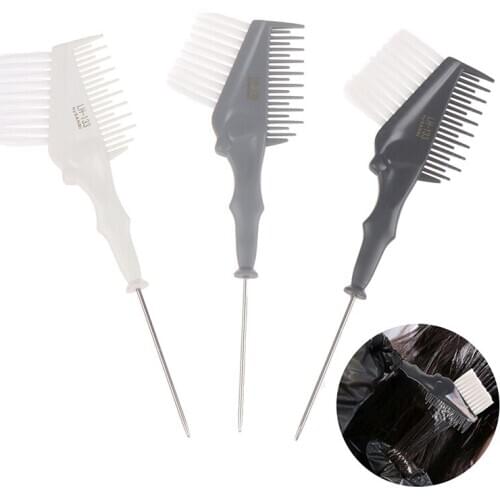 1Pcs Metal Tail Tip Double sided Hair Coloring Comb With Soft Nylon Hair Salon Hair Dye Brush For Hairdressing Styling Tool