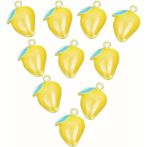 10Pcs/Lot Enamel Charms Fruit Mango Jewelry Earrings Bracelet Necklace Alloy Handmade Crafts Pendant 24282