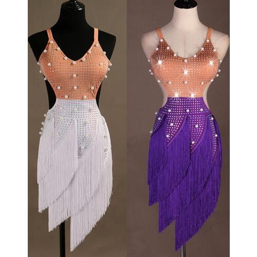 2020 Stage Women Lady Latin Dance Dresses More Color Tassel Costume Performance Party Samba Roupa Infantil Feminina DQ13136