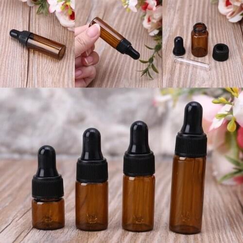 2021 New 10pcs Amber Glass Dropper Bottles With Black Cap for essential Oil Perfume Sample Bottle Aromatherapy