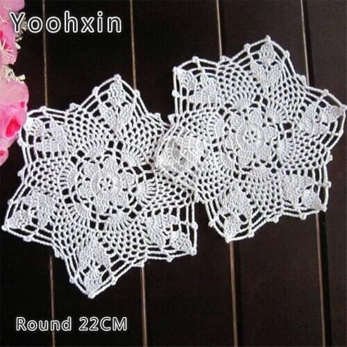 22CM Modern Luxury Cotton Crochet Table Mat Placemat Coasters Cup Mug Doilies Coffee Drink Weddings Christmas Decorations Home