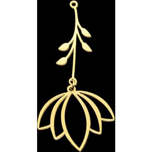 5pcs/lot 100% Stainless Steel Two-section Lotus DIY Earring Pendant Charm Wholesale Custom Charms Jewelry Necklace Making Charms