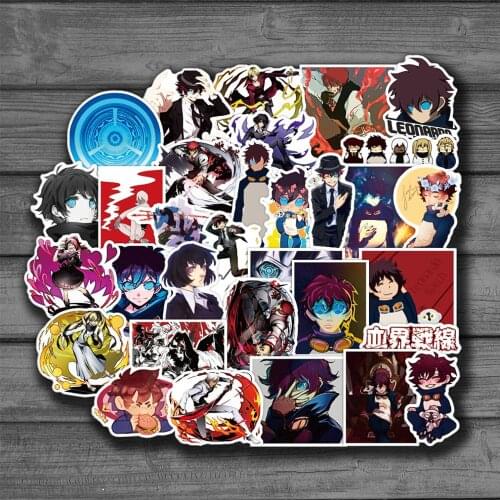 50pcs Anime Kekkai Sensen Sticker PVC Graffiti Decals Suitcase Luggage Guitar Car Waterproof For Childrens Toys