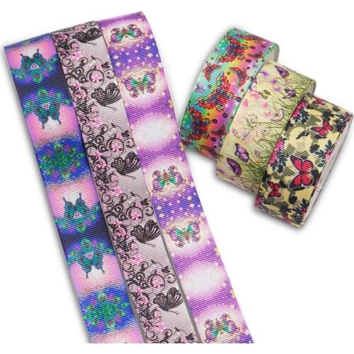 Choshim accessories 10 Yards Per Size Flowers Ribbon Printed Grosgrain Ribbon DIY Bow Bag Material 53964