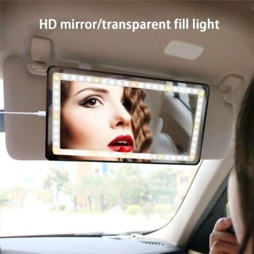 Automotive Vanity Mirror with 60 LED Lights All Purpose Vehicle USB Charge Touch Screen Travel Vanity Mirror
