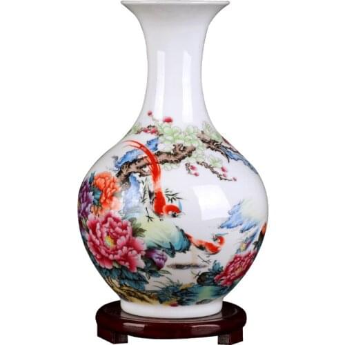 Jingdezhen Caragana Pattern Ceramic Vase Home Decoration Ornaments Flower Arrangement Chinese Living Room TV Cabinet Crafts