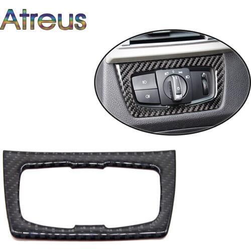 Atreus Carbon Fiber Headlight Adjust Switch Interior Decorative Stickers For BMW F30 F35 Accessories 3Series GT 320i Car Styling