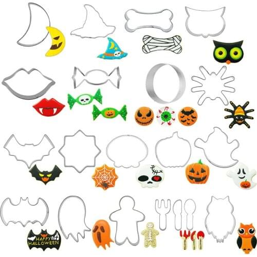 Halloween Biscuit Mould Bat Ghost Halloween Theme Series Biscuit Cutting Mould Household DIY Tool Stainless Steel Baking Tool