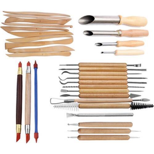 Arts and Crafts 31 Pieces Clay Sculpture Tools Pottery Carving Tools Set Pottery and Ceramics Wooden Handles Model Clay Tools
