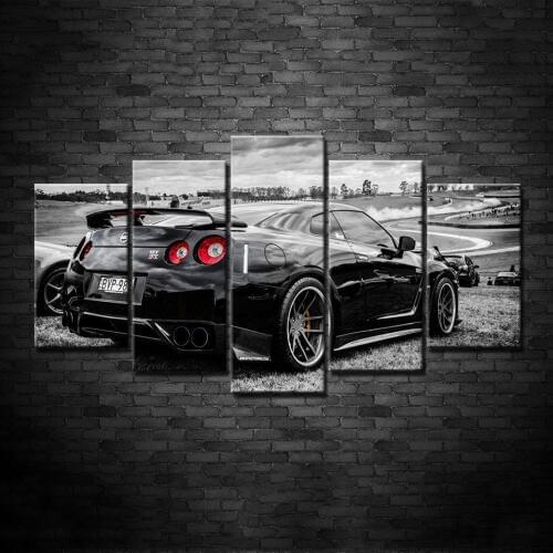 Modern Art Frame HD Printed Wall Canvas Pictures 5 Panel Nissan GTR Home Decoration Car Living Room Paintings Modular Posters