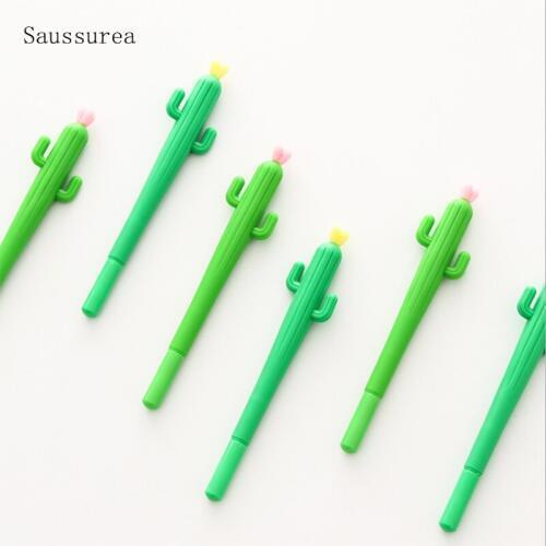 2pc Kawaii Cactus Pen Cute Creative Cactus Gel Pen Succulent Plants Stationery Kids Student Office School Supplies Novelty Pen