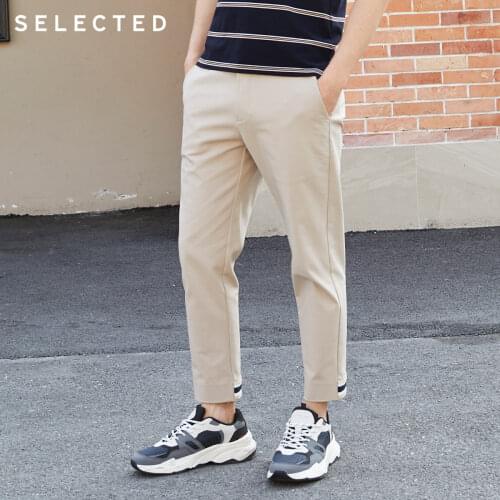 SELECTED Mens Cotton Tapered Trousers Summer Casual Cropped Pants S|420114531