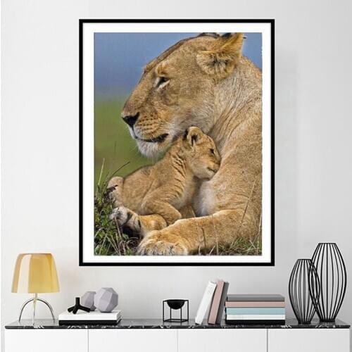 Full Square/Round Mosaic 5D Diamond Painting Animal lion pictures of Rhinestones Diamond embroidery Sale wall decoration FG1717