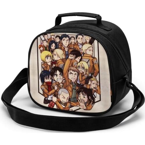 Attack On Titan Portable Lunch Bag New Thermal Insulated Lunch Box Tote Cooler Handbag Bento Pouch Dinner School kids meal bag