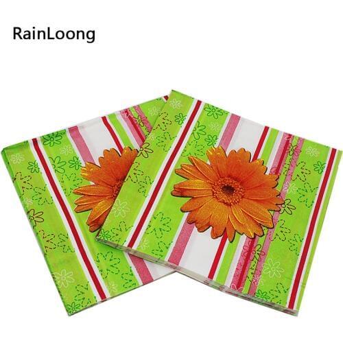 [RainLoong] Sunflower Paper Napkin Flower Festive & Party Tissue Napkins Decoupage Decoration Paper 33*33cm 1 pack