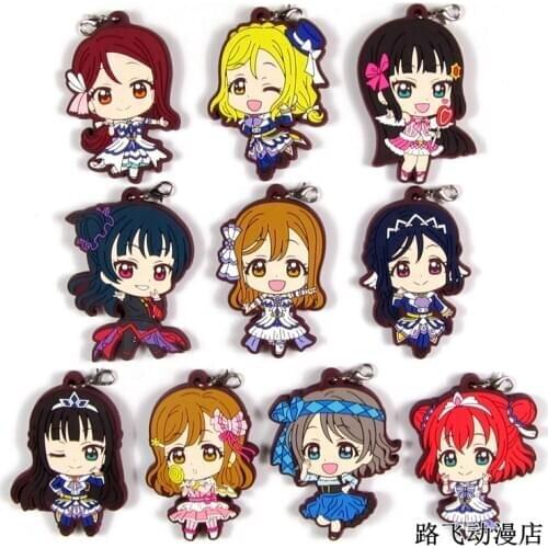 Love Live Anime keychain Kotori Nico Rin Umi Maki Chika Dia Riko Yoshi kc Kunikida Kanan Rubber Keychain Keyring Phone Strap