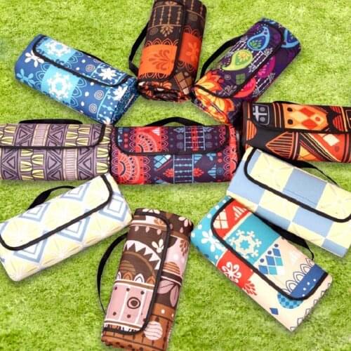 Outdoor Camping Mat Portable Folding Vintage Printed Picnic Blanket Thicken Moisture-proof Pad Child Play Pad Garden Beach Mat