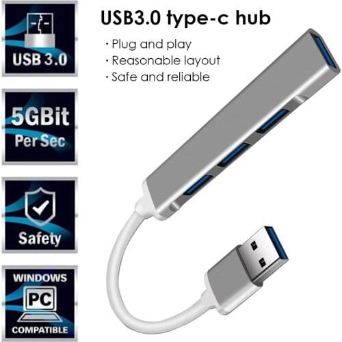USB HUB 3.0 Hub USB 3 0 Splitter USB3.0 Type-C Hub Adapter 5 Gbps Multi 4 Port Splitter for Laptop Computer Accessories
