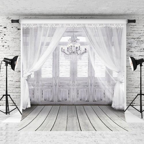 VinylBDS White Indoor Wedding Photostudio Background Flower Props Photography Photobooth Door Microfiber Photo Backdrops