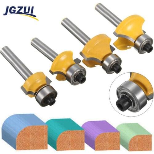 High Quality 1/4 Shank 4pcs/set Round Over Edge Forming Router Bit Set Milling Cutter Wood Cutter Woodworking Tool Milling Tools