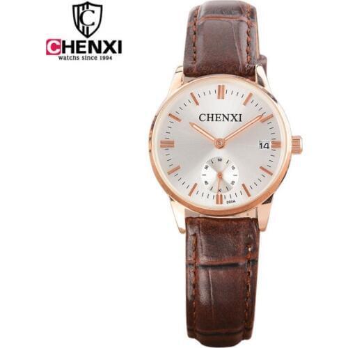 CHENXI Brand Women Minimalist Style Calendar Clock Watches Ladies Leather Quartz Woman Small Independent Dial Watches PENGNATATE