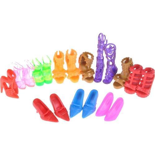 20Pcs/Lot Bandage Bow High Heel Sandals for Dolls Accessories Color Random Fashion Fixed Styles Doll Shoes Toys Wholesale
