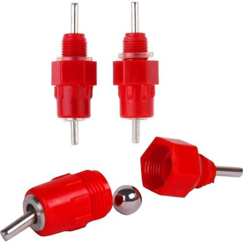 20 Pcs Quail Chicken Drinking Water Nipples Red Steel Ball Drinkers Use for Poultry Drinking Cup