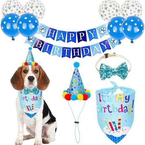 2020 Happy Birthday Banners Set Pet Birthday Party Theme Aluminum Foil Balloon Decoration For Home Dogs Cats Supplies