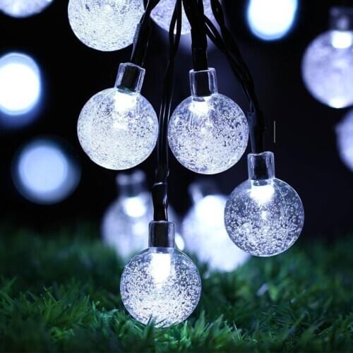 30leds Solar Crystal Ball Lamp Sensor Light IP65 Waterproof String Outdoor Patio Party Yard Garden Wedding Lights