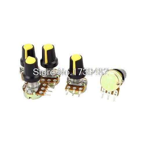 5pcs 250K OHM 3 Terminals Linear Taper Rotary Audio B Type Potentiometer B250K
