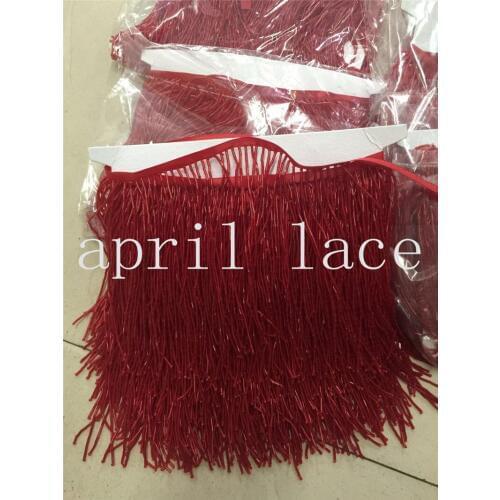 5yards cc003# 14-15cm width red color beads fringe satin ribbon tassel for garment/decorative/home /wedding bridal gown dress