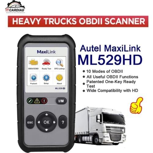 AUTEL ML529HD OBD2 Scanner with Enhanced Mode 6 One-Key Ready Test for Heavy-Duty Code Reader Automotive Car Diagnostic tools