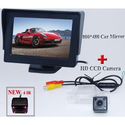 Car CCD camera car camera parking mirror for Nissan Qashqai X-Trail 2in1 4.3" mirror monitor and parking back rear CCD camera