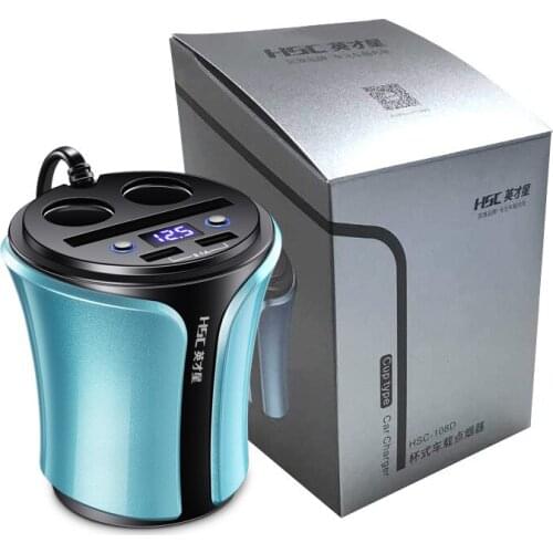 Double waist car-mounted charger and USB yituo two cigarette car charger with voltage HSC - 108 - d