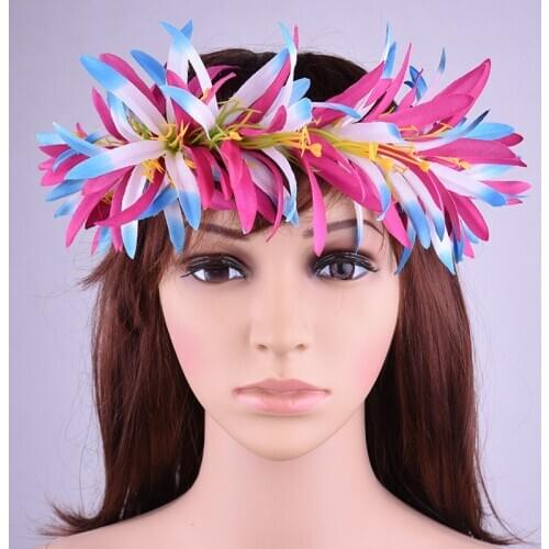 Free Shipping HL0004B-2 50Pcs/lot 5Colors 50Cm Artificial Velvet Spider Lily Headband Tropical Hawaii Floral Headwear Wholesale