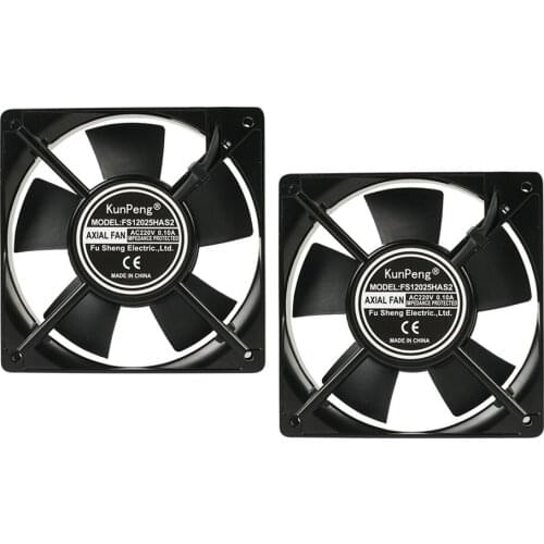 2PCS 12025 Black 220V 120x120x25mm Brushless Silent Cooling Fan For LED Display