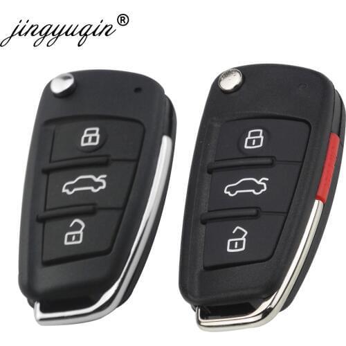 Jingyuqin 10pcs/lot 3/4 Buttons Folding Remote Car key shell Case For Audi Q7 A3 A4 A6 A6L A8 TT Fob Case
