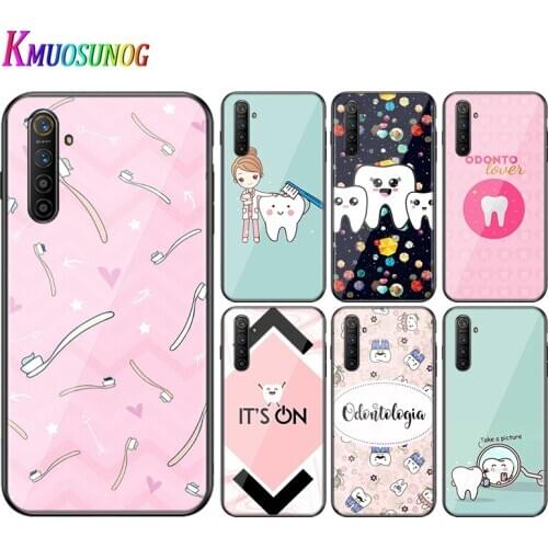 For OPPO A5 A9 2020 F7 Phone Cover Shell Dentist Teeth Cartoon for OPPO Reno 2 Z 2Z 2F 3 4 Pro 5G Bright Black Phone Case