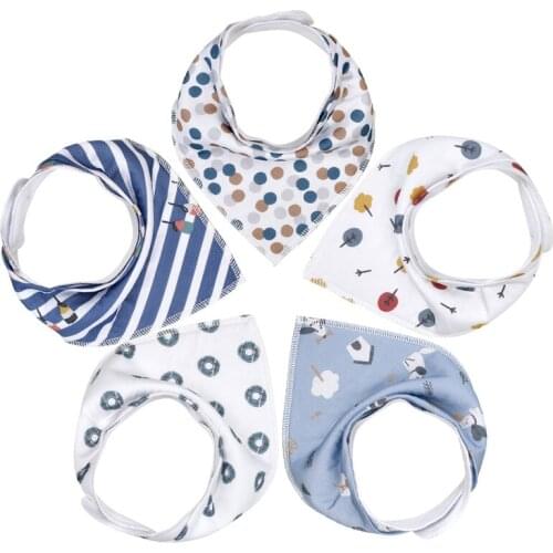 5Pcs/Lot Baby Bandana Soft Comfortable 100% Organic CottonFor Boys &Girls Infant Adjustable Snaps Saliva Baby Bibs Baby Gift