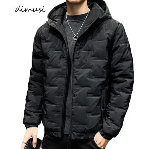 DIMUSI Winter Mens Jacket Fashion Cotton Warm Parkas Coats Casual Outwear Windbreaker Down Thermal Hooded Jackets Mens Clothing