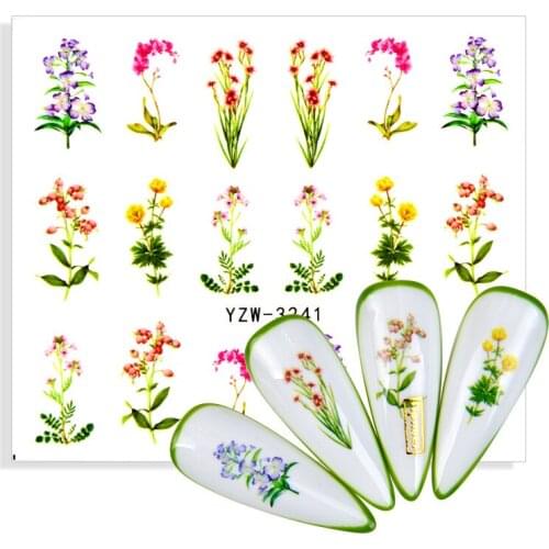 Fuchsia Flower Designs Nail Sticker Watermark Decal Water Transfer Slider For Nails Art Decorations Tattoos