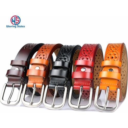 WarringStates 2019 New Fashion Wide Genuine Leather Belt for Women Unperforated Luxury Jeans Belts High Quality Straps for Women