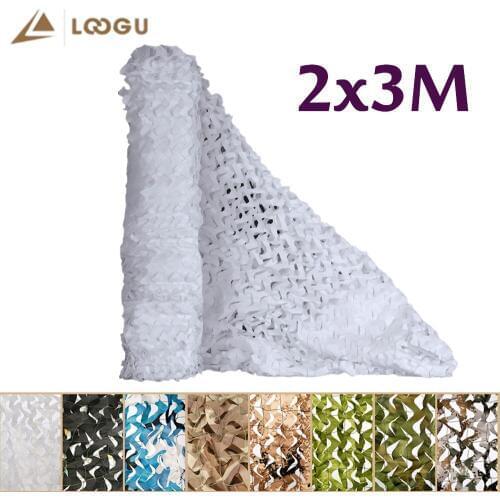 LOOGU 8 colors 2*3M Reinforced Military Camouflage Nets White Black Army Green Sand Hunting Outdoor Camo Netting 2x3 3x2 2x3M