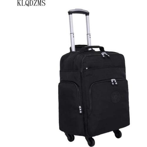 KLQDZMS Multifunction Boarding Suitcase Travel Oxford Waterproof Casters 16inch Men Large Capacity Spinner Rolling Luggage